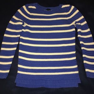Talbots Blue and White Striped Thick Sweater